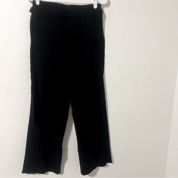 4th & Reckless Petite 8P Women Black Ribbed Side Slit Hem Wide Leg Belted Pants - Picture 4 of 10